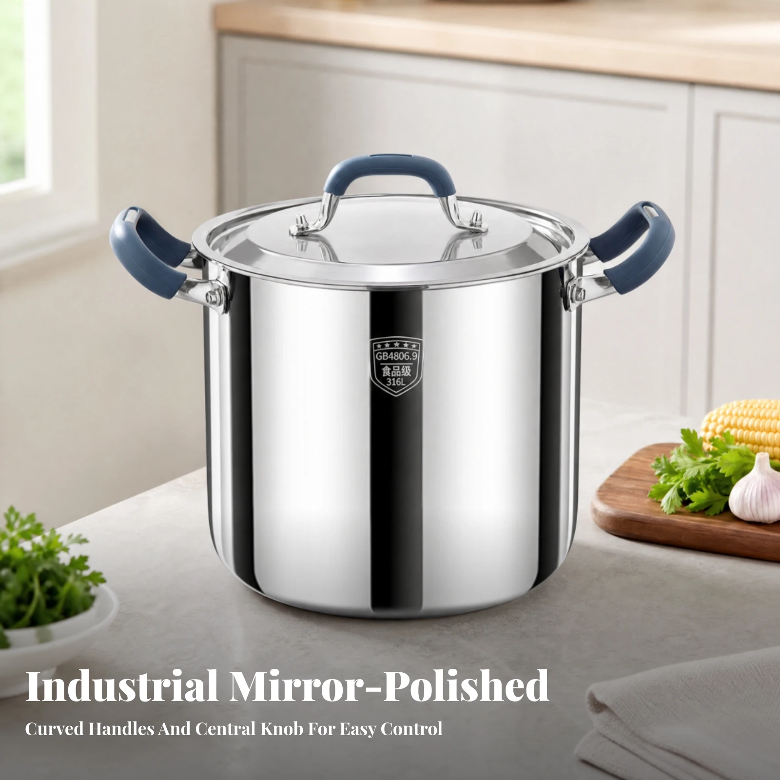Stock Pot with Lid Uncoated Soup Pot with Lid Stewpot Deep Induction Stockpot Polished for Home Cooks