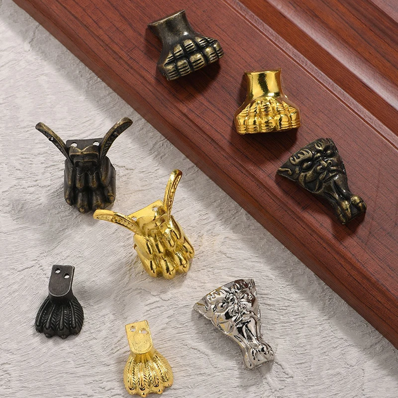 4PCS Antique Jewelry Box Feet, Retro Decorative Wood Case Legs, Wood Case Corner Protector Decorative Furniture Legs for DIY Box