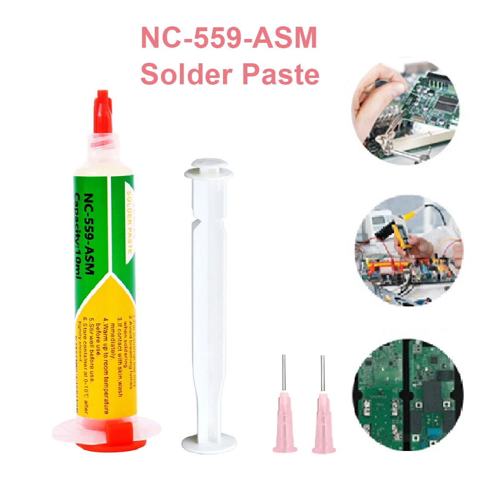 10ml NC-559-ASM Solder Paste Repair Type Needle Cylinder Welding Paste Lead-free Syringe for Phone Repair, Circuit Welding Tools