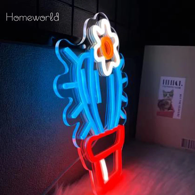 Cactus LED Neon Sign For Plant Room Houseplant Decoration Neon Aesthetic Decor For Bedroom Flower Store Birthday Party Decor