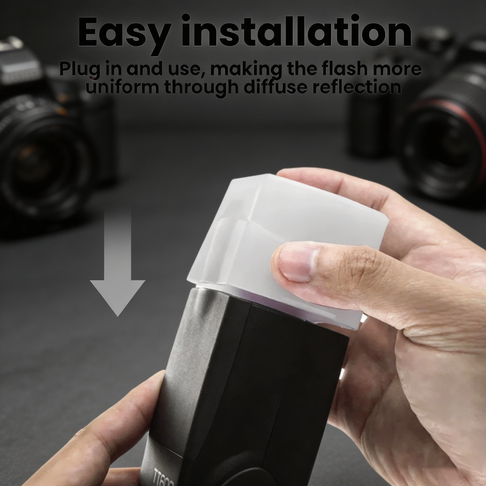 Universal White Bounce Flash Diffuser Dome for Godox V850/V860II/TT685, Canon/Yongnuo Speedlite. Softens Harsh Light on DSLR
