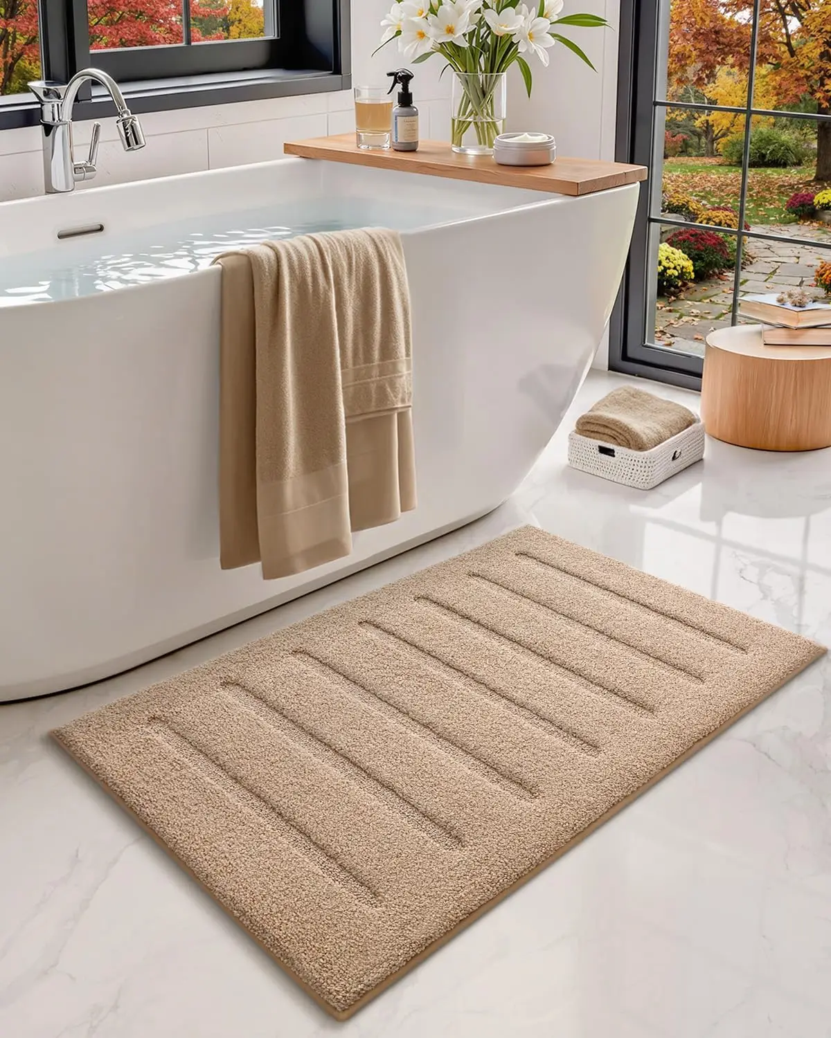 

Ультрамягкий плюшевый коврик для ванной комнаты, нескользящий моющийся коврик для ванной с резиновой подложкой, пушистый впитывающий коврик для пола, ванны, душа - хаки