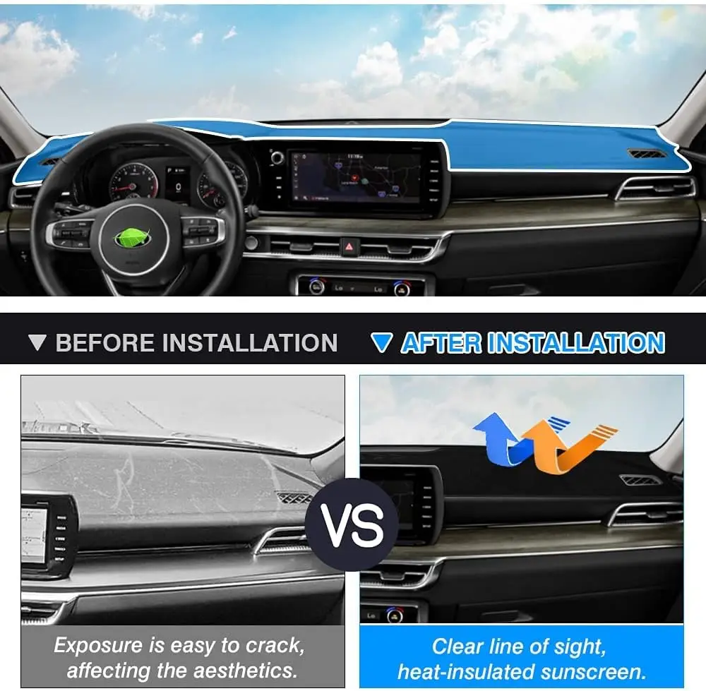 

Dashboard Mat for Kia K5 2021 2022 2023 2024 Dash Cover Flannel Dash Mat Sunshade Glare UV Rays Protector
