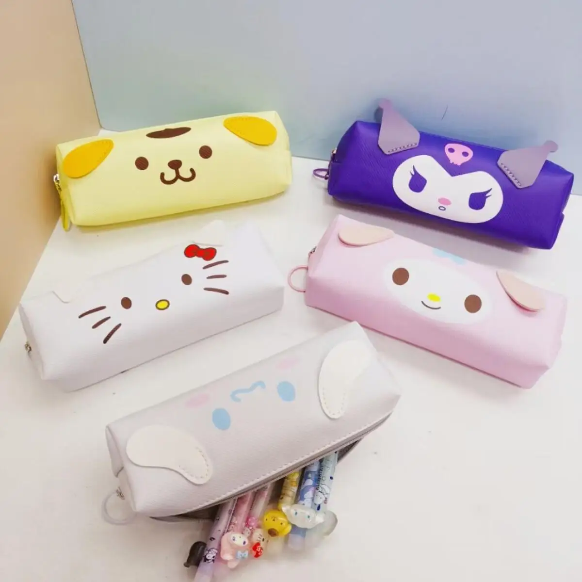 Sanrios Kuromi kawaii مقلمة طالب سعة كبيرة نمط جديد الكرتون فتاة القلب بسيط الطازجة الأطفال تخزين القرطاسية