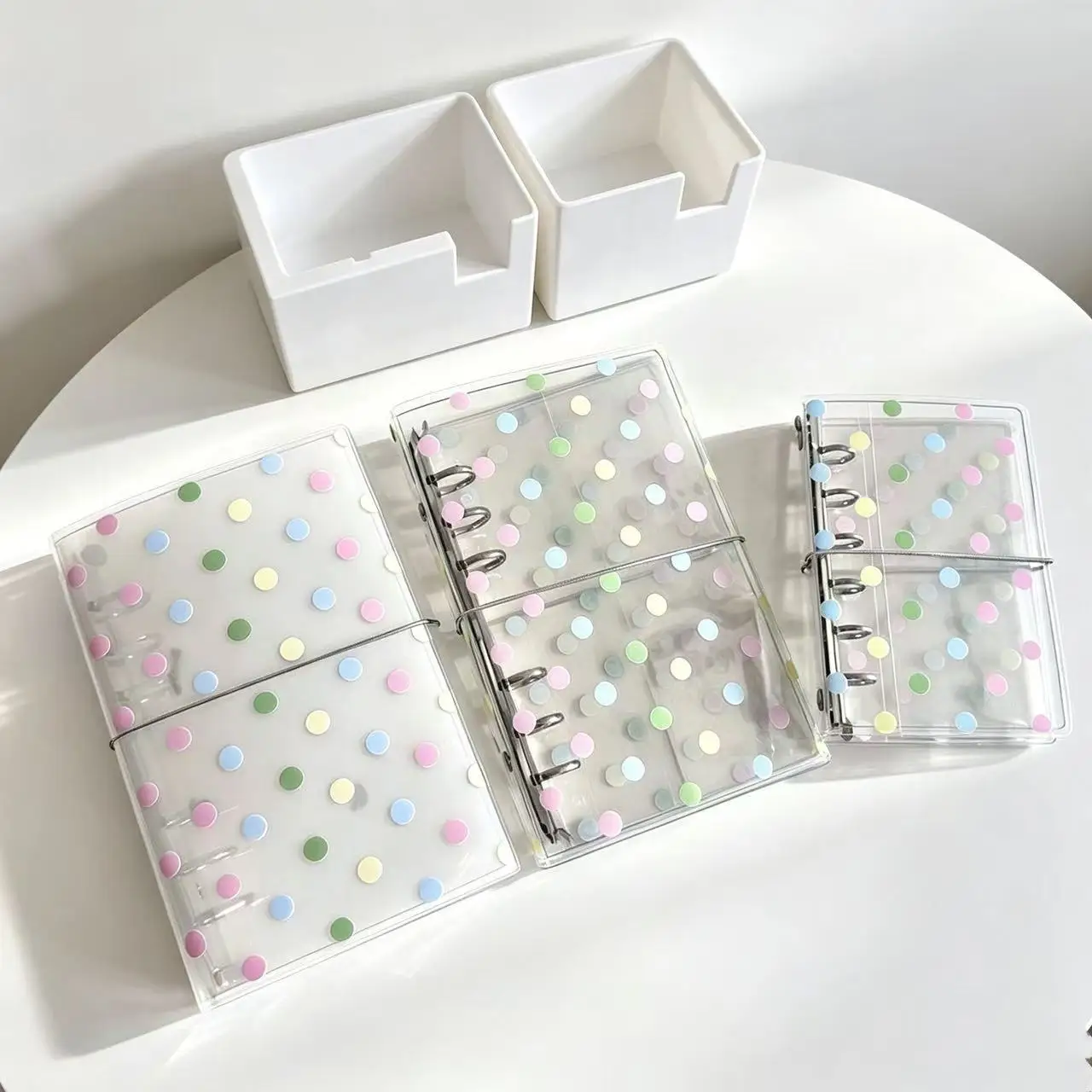Transparent Colorful Polka Dot Kpop Photocard Binder Card Binder Mini Binder Storage Book for Idol Photo Cards DIY Scrapbook