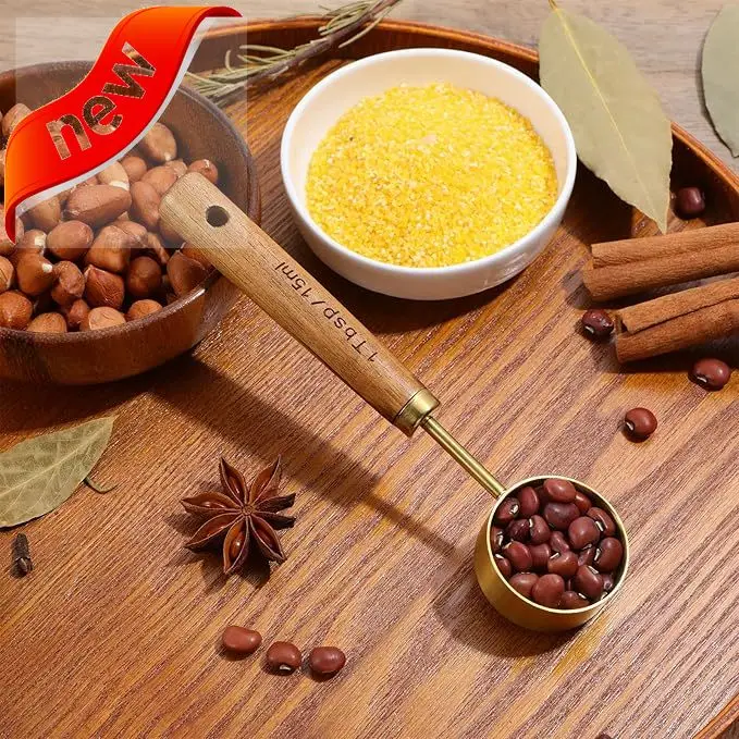 

Stainless Steel & Wood 1 Teaspoon Scoop Coffee Measuring Scoop 1Tablespoon Measuring Spoon Perfect for Coffee, Tea, and More