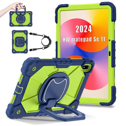 Caoque para Huawei MatePad SE 11 2024 Funda de silicona con soporte trasero Funda para MatePad SE 11 pulgadas AGS6-W00 W09 con soporte de mano