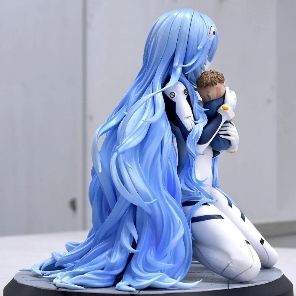 Rei Ayanami Kneeling Figure - Neon Genesis Evangelion Long Hair Anime Model Statue Decor view 3