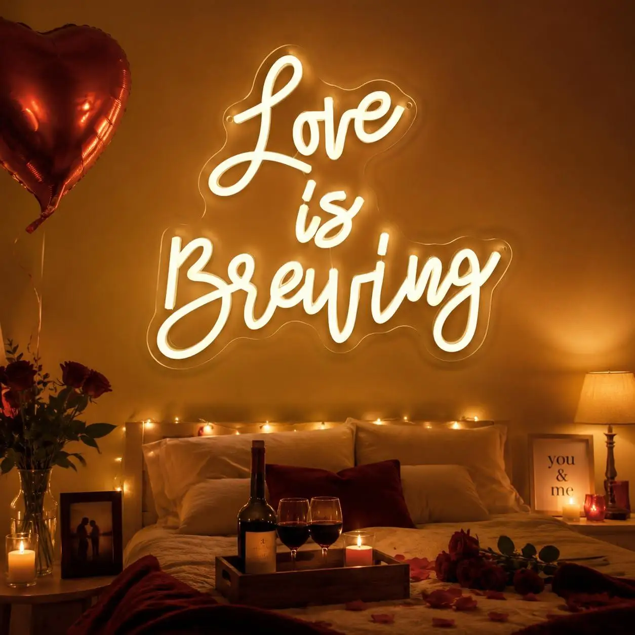 Love Is Brewing Neon Sign LED Neon Light For Wedding Celebration Coffee Bar Restaurant Bedroom Home Party Wall Art Decor Gift