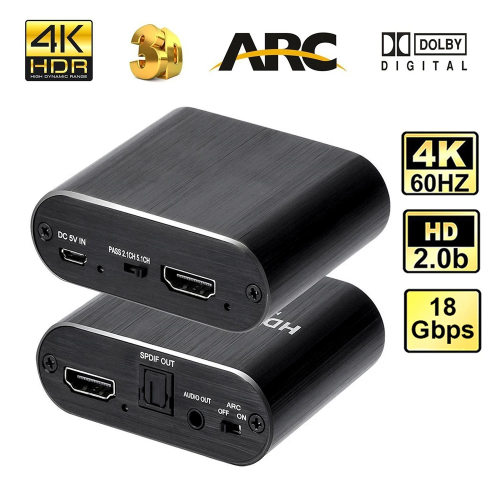 

4K 60Hz HDMI-Compatible Audio Extractor Splitter ARC HDMI-Compatible 2.0 To Toslink Audio Converter For PS4 Xbox Computer Laptop