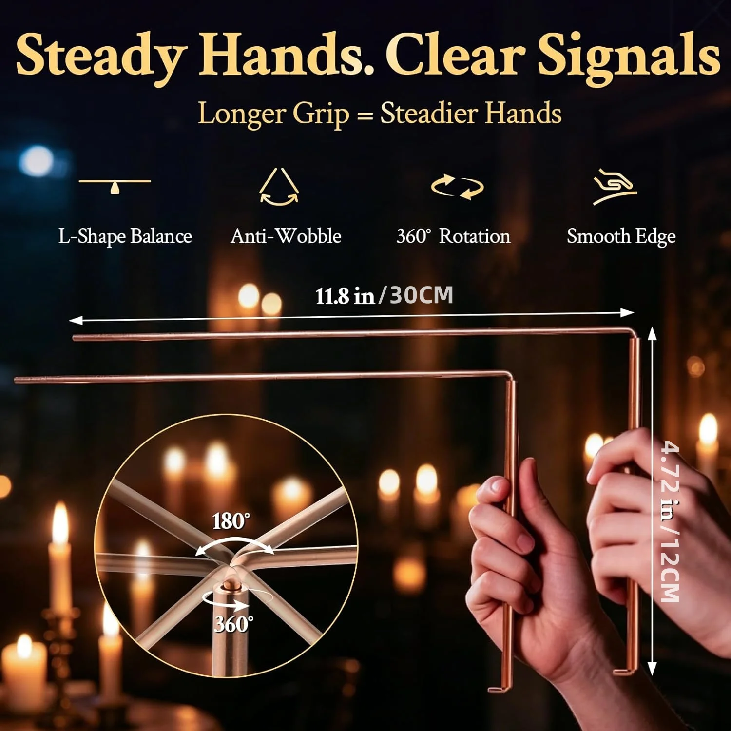 4PCS Copper Dowsing Rods Kit - 99.9% Pure Copper Divining Rods with 1 Pendulos & 1 Divination Mat Outdoor Detection Tool view 4