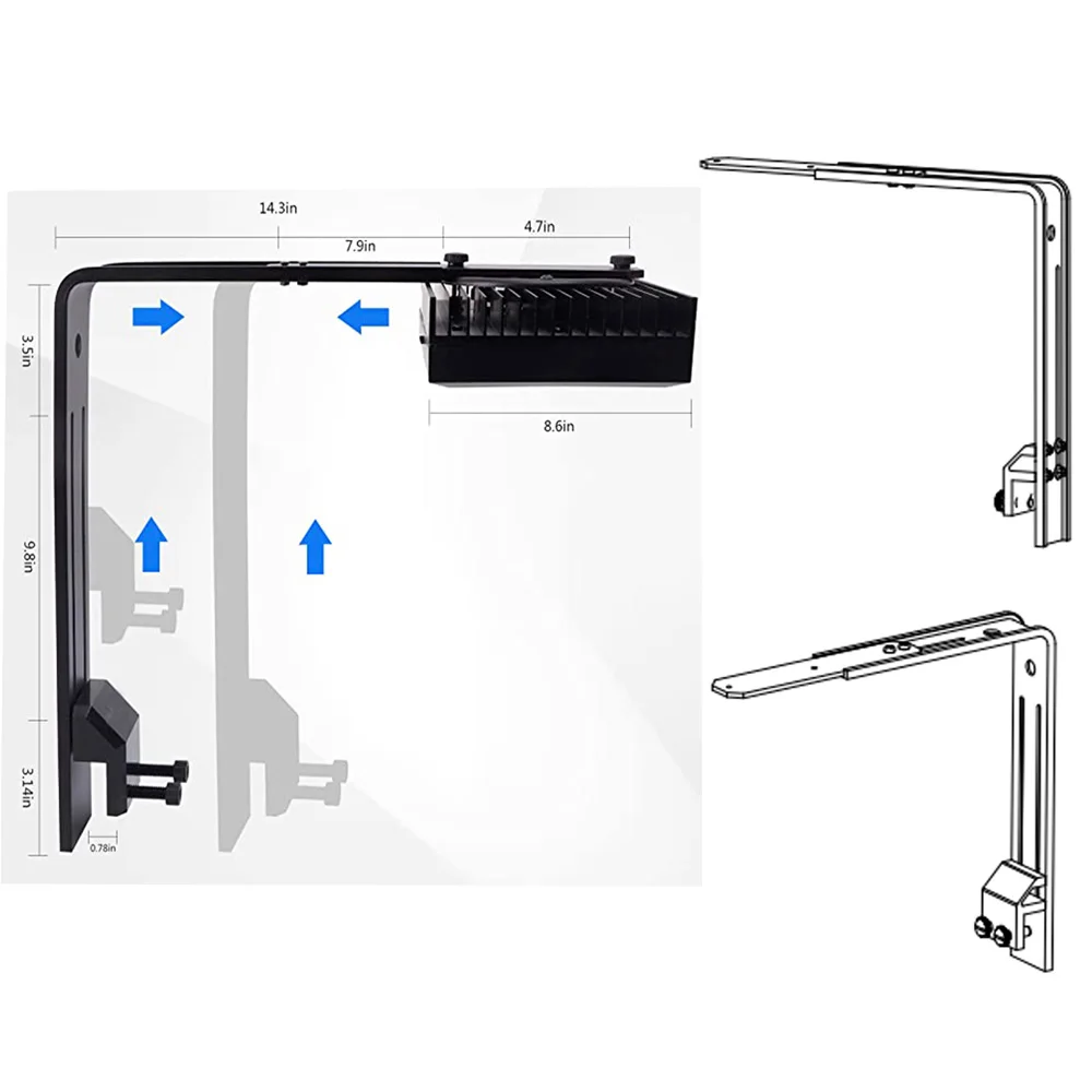 

Newest Led Aquarium Arm Hanger Aluminum Alloy Heatsink Led Aquarium Light Stand Bracket