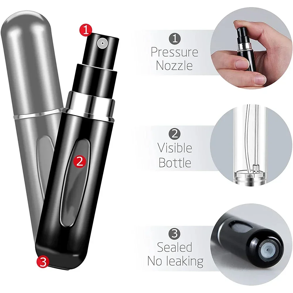 5 Stuks 5Ml Mini Navulbare Parfumfles Met Spray Geurpomp Lege Cosmetische Container Verstuiver Fles Voor Reis Tool