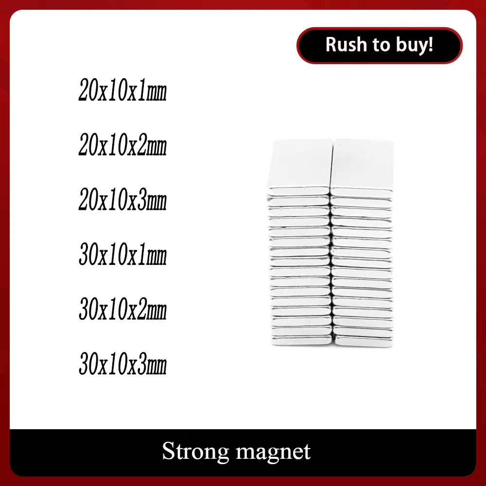

20x10x1 Powerful Rectangular Magnet 20x10x2mm Suitable For Refrigerators, Offices DIY 20*10*3 30*10*1 30x10x2