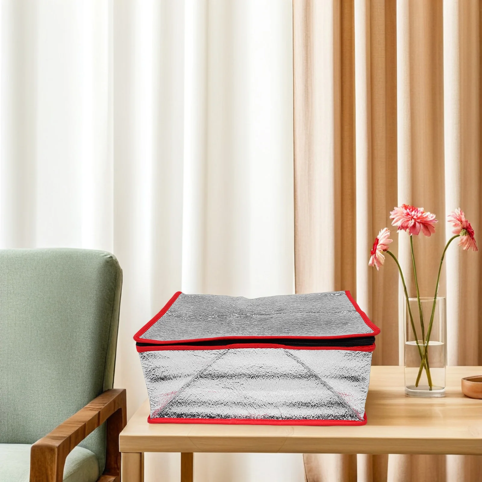 

Aluminum Foil Thermal Food Bag Flat Bottom Foldable Portable Reusable Insulated Seafood Cold Storage Box Liners 36x26x15cm