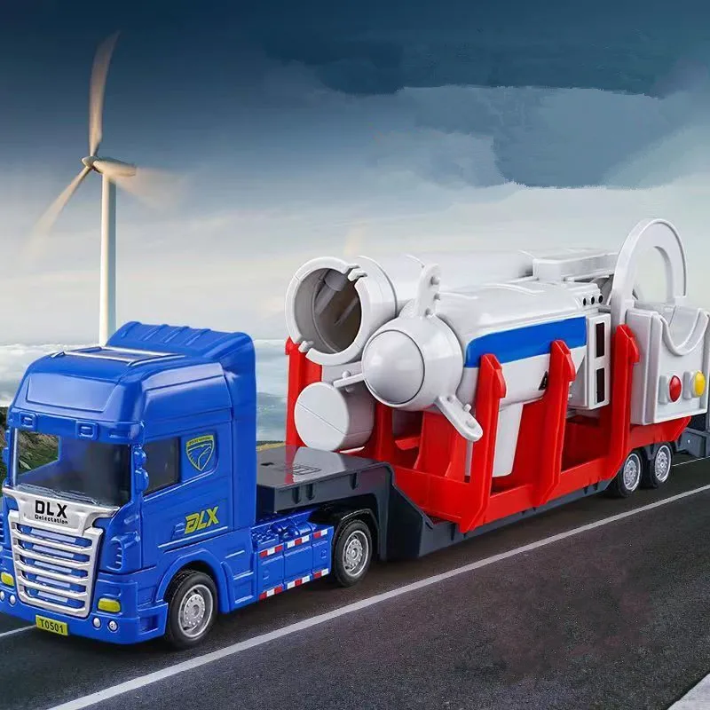 Hot selling plastic wind power transport vehicle models,simulation flat engineering vehicle toys,wholesale