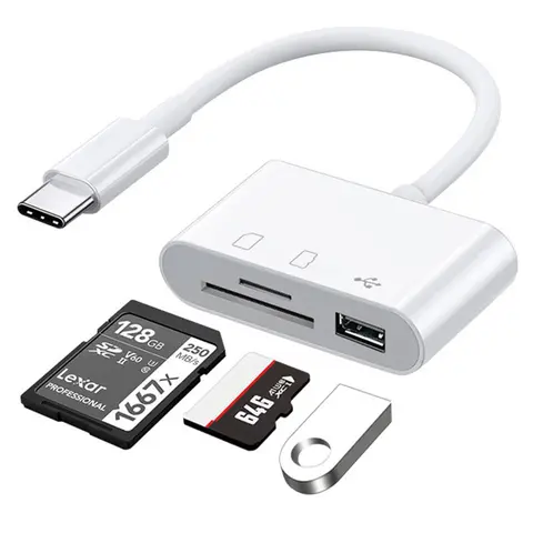3 in 1 USB HUB Adapter Type C Multi Port TF CF SD Memory Card Reader USB Converter Adapter For Phone Macbook Huawei Samsung OPPO