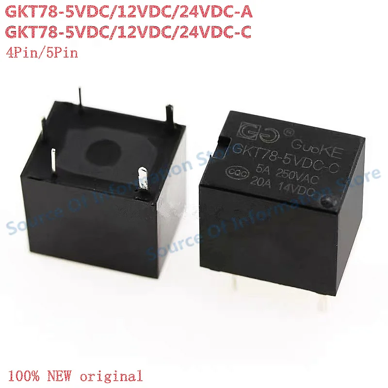

10Pcs GKT78-5VDC/12VDC/24VDC AC/DC Relay 4-Pin/5-Pin 20A - Electronics Components & Supplies