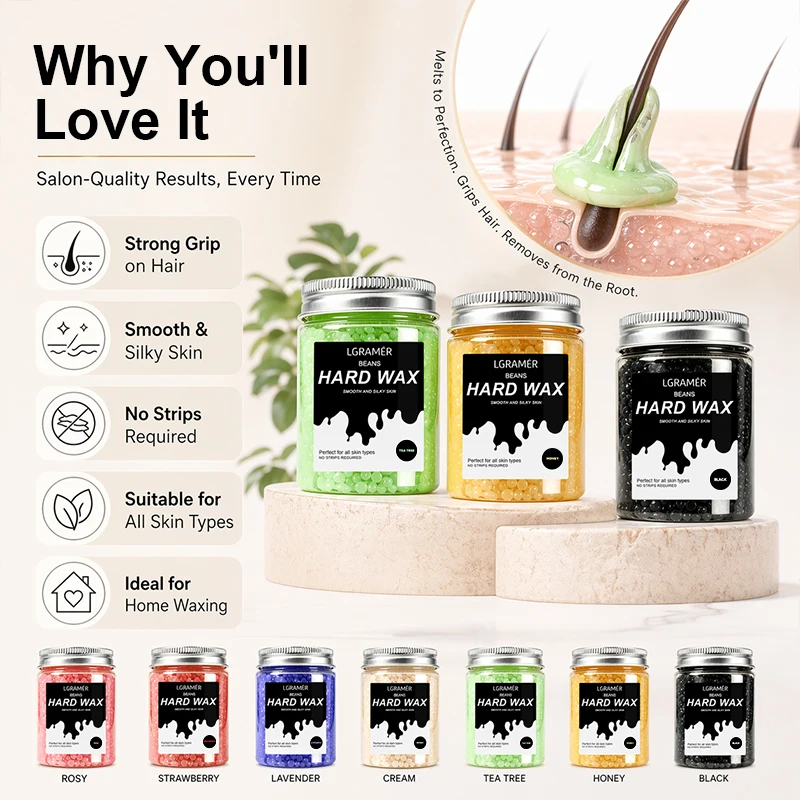 80g/380g Various Scented Hair Removal Wax Beads in Solid Form. Honey Wax for Hair Removal. Hard Wax, Gentle and Non-Irritating.