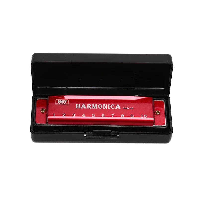 1PC Professional 10 หลุม Harmonica พร้อมกล่องปากออร์แกนโลหะเครื่องดนตรีสําหรับเด็กผู้ใหญ่เริ่มต้นของเล่นดนตรี