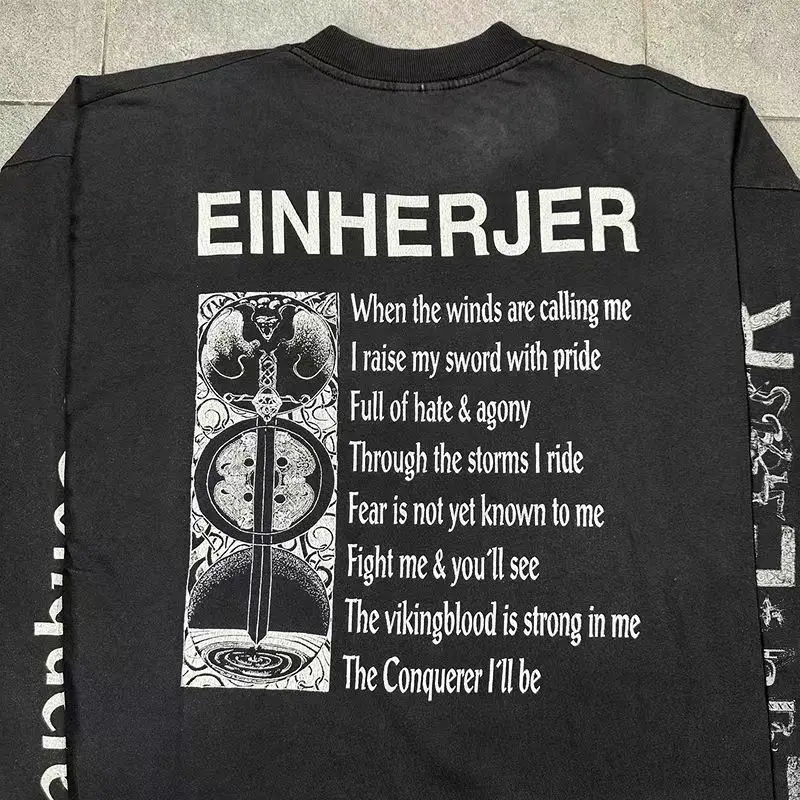 

Unisex Oversize Cotton T-Shirt 2000s Streetwear Hip Hop Vintage Gothic Long Sleeves Casual Loose Top for Men Ropa Hombre