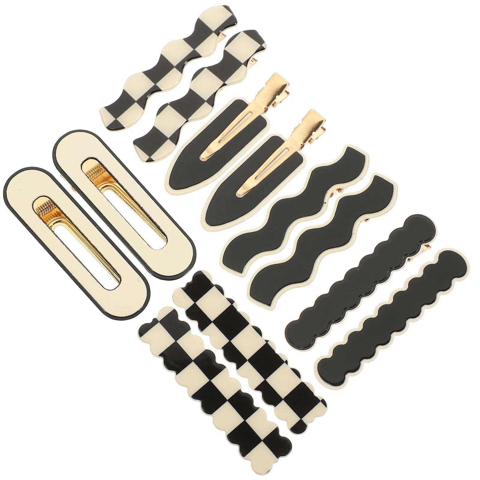 

12pcs No Crease Clips Duckbill Barrettes For Girls Hair Styling Grip Plaid Hairpins Wedding Party Hair Accessories
