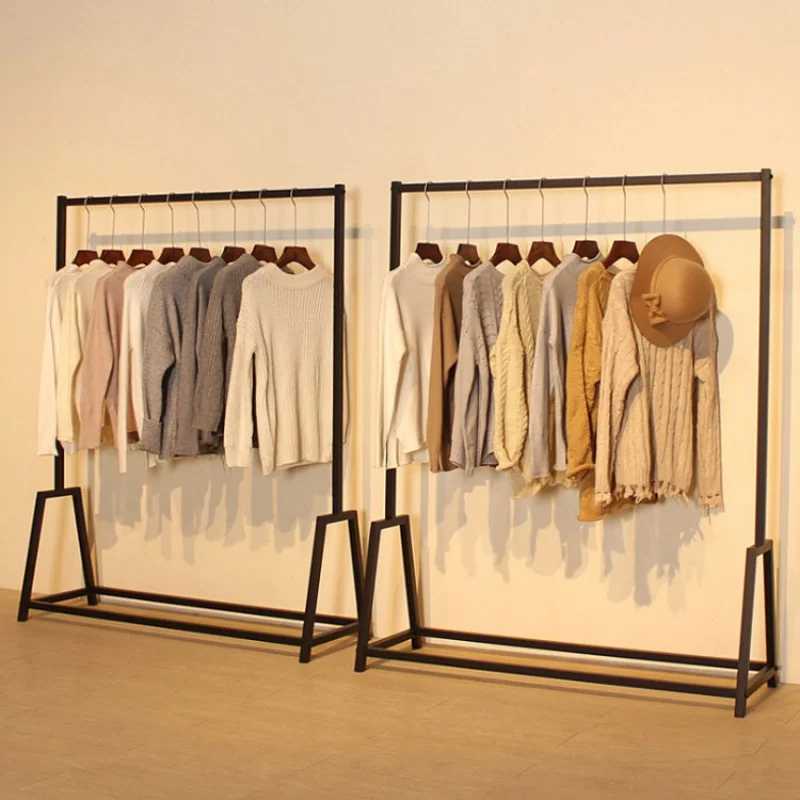 Wall Mounted Vestuário Display Rack, Boutique Stand, Retail Garment Store, Design de interiores, Preto