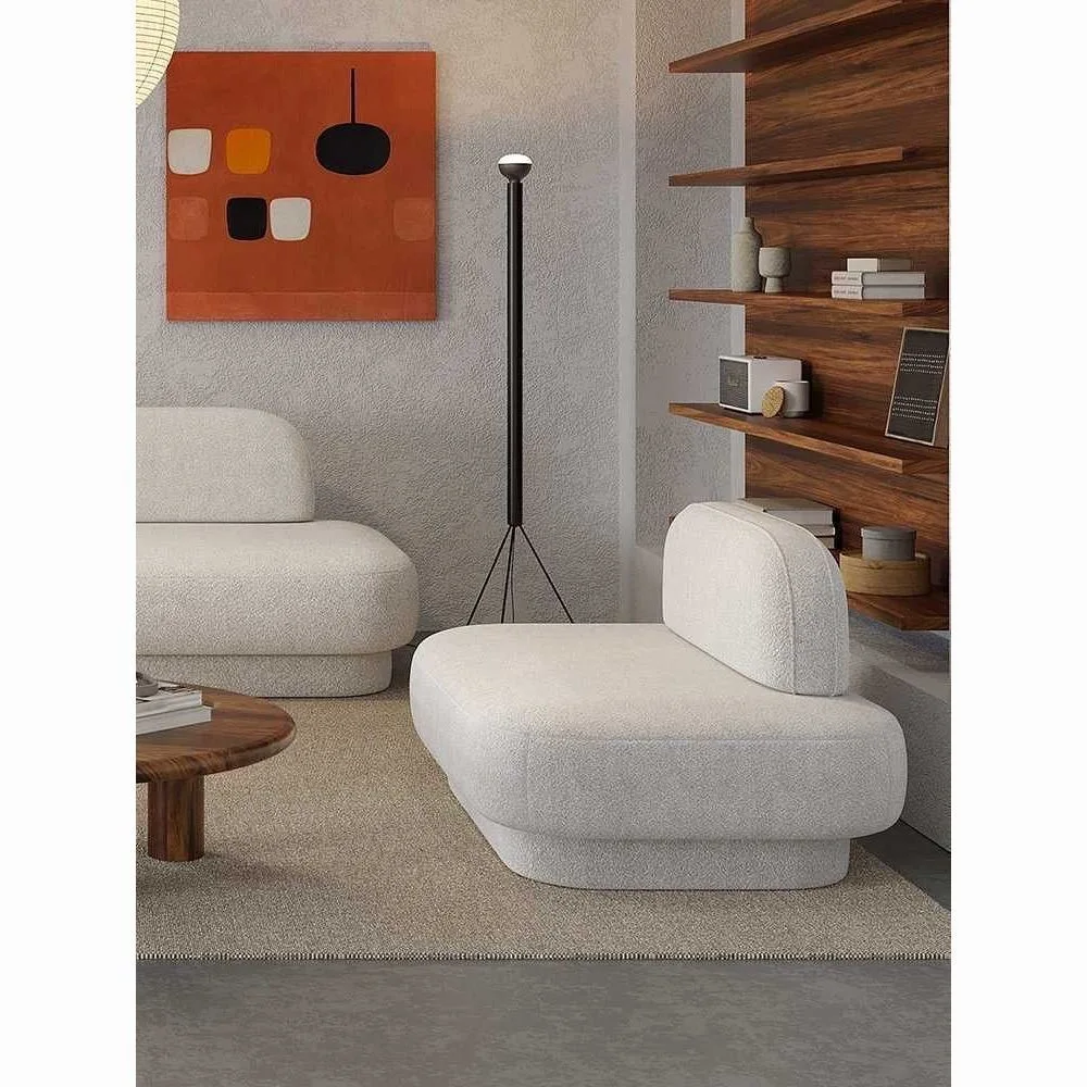 American simple armless module creative pebble Internet celebrity sofa white cream living room small apartment reception wood