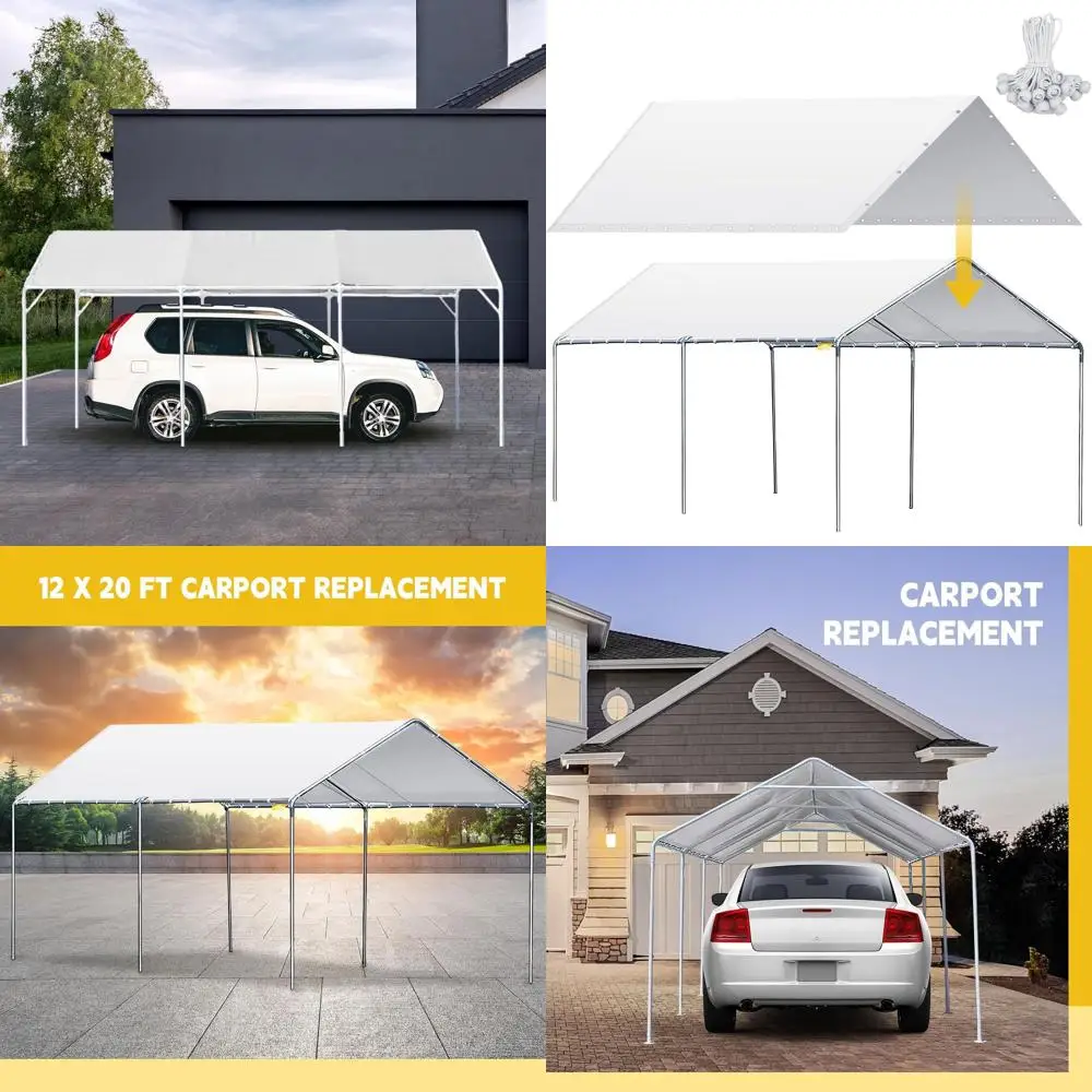 

12ft x 20ft Waterproof Carport Canopy Cover with 50 Bungees, Heavy-Duty Car Shelter, Top Only