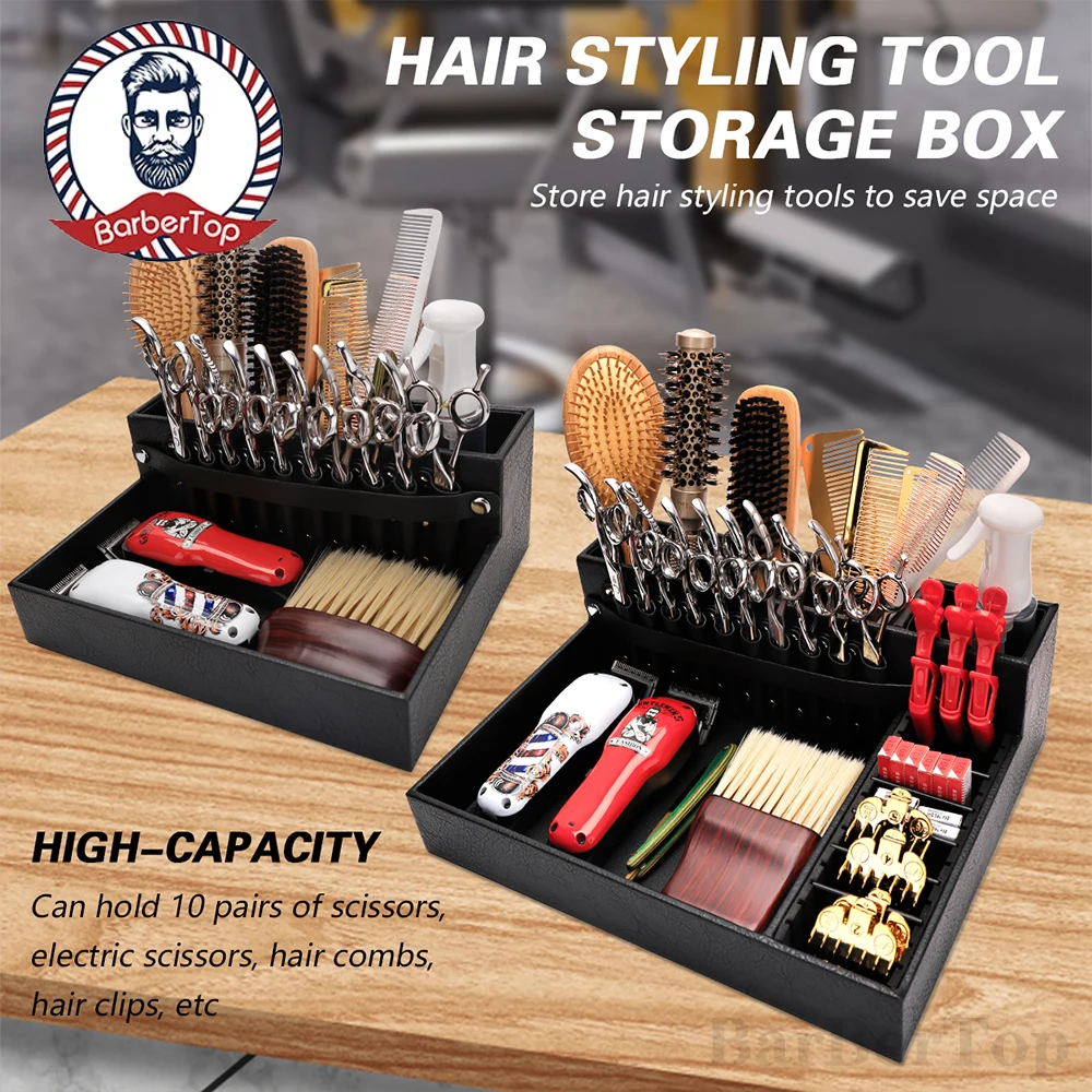 Anti-slip Barber Clipper Tray Organizer Hair Trimmer Storage Box Razor Case Holder for Barbershop Tools