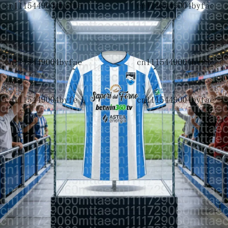 Camisa de Futebol Pescara Calcio 2025-26 Kit Casa 3D Adulto Infantil Camiseta Esportiva Família Combinando Verão Secagem Rápida Macia Leve
