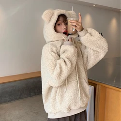 Harajuku Hoodies Women Casual Loose Long Sleeved Sweatshirts Cute Little Bear Ear Hoodie Ladies Fashion Sweatshirt Woman Clothes