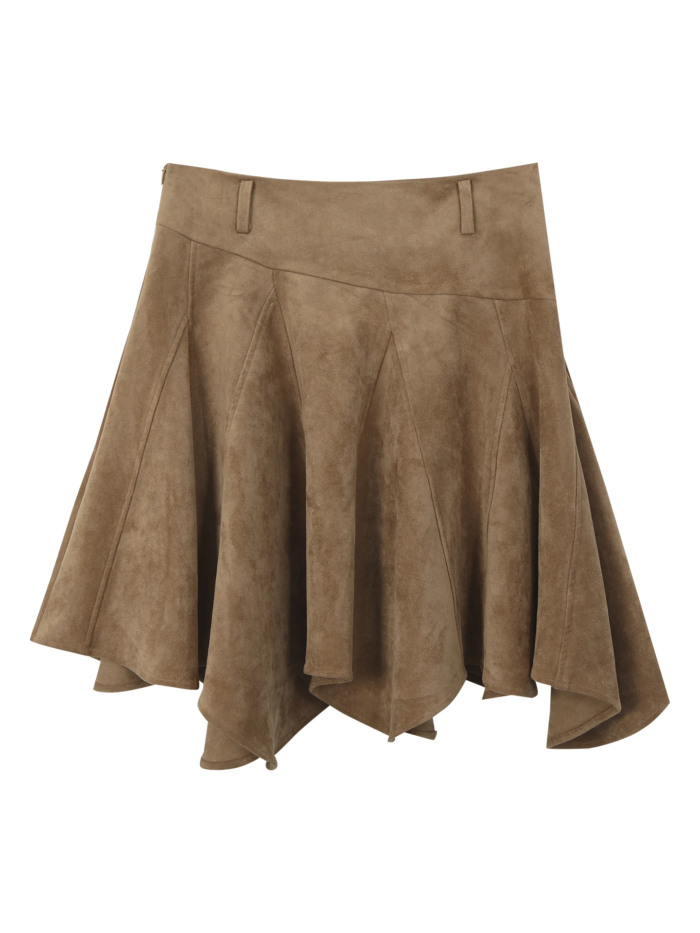 

Красная юбка-миди трапециевидной формы знаменитостей, женская осенне-зимняя новая замшевая юбка цвета хаки нестандартной формы, простой дизайн с низкой талией