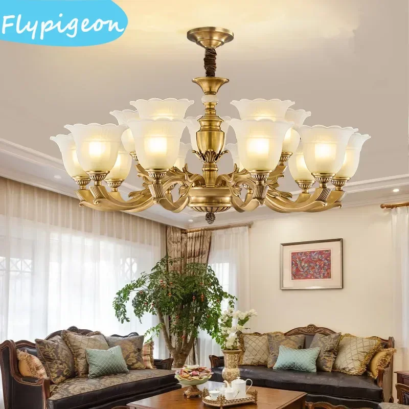 European Vintage Ceiling Chandelier Dining Room Kitchen Island Lights Bedroom Home Decor Interior Lighting Fixture Glass Shade