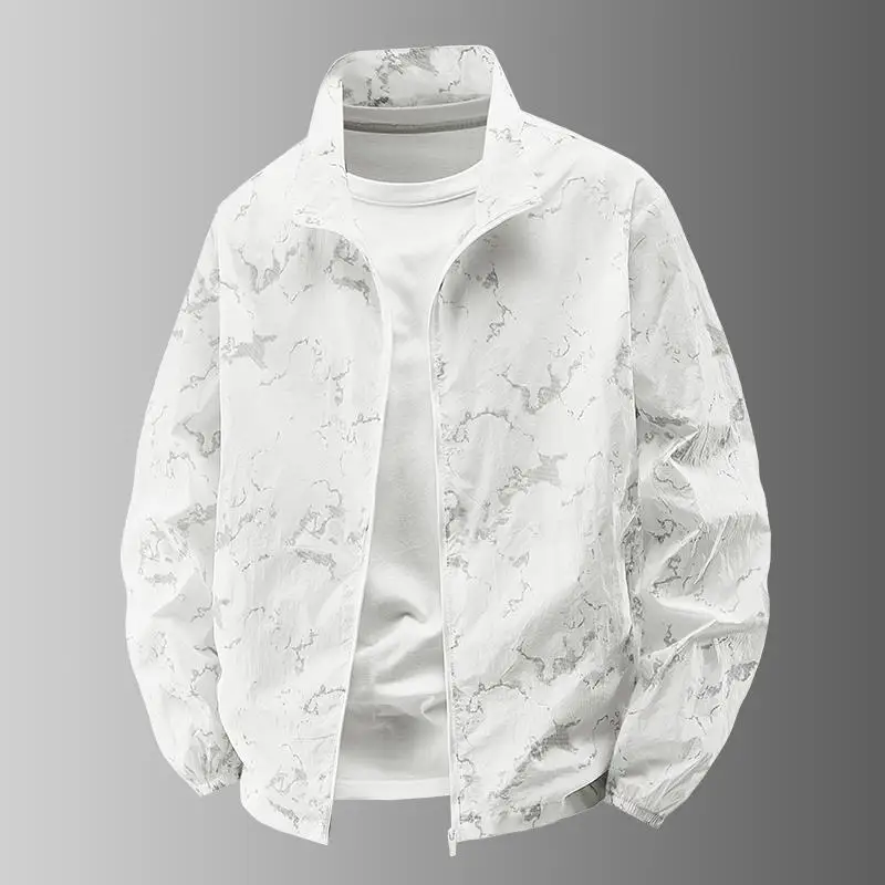 Lekka, jednowarstwowa męska kurtka wiatrówka Jaet, letnia, codzienna, bez kaptura, ze stójką, chroniąca przed słońcem, długość ort.