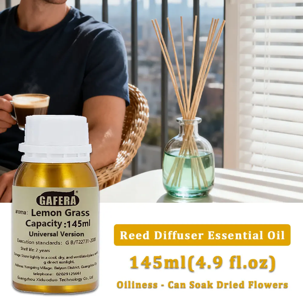 GAFERA 145ml (4.9 fl.oz) Aceite Esencial de Limoncillo y Cedro Shangri-La Hilton Shangri-La para Aromaterapia sin Fuego, Suplemento Líquido