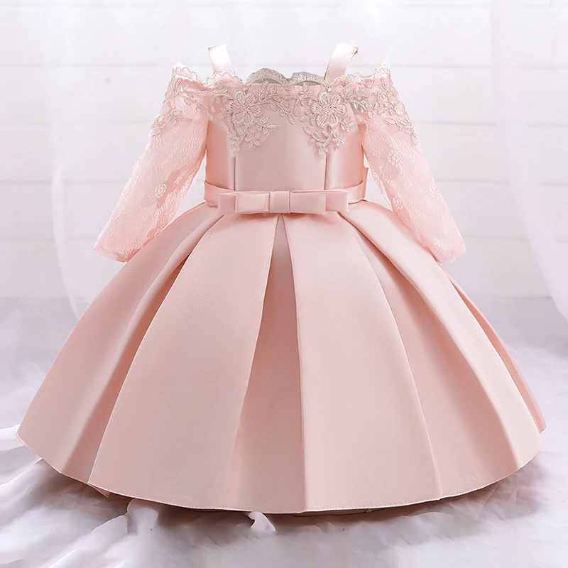 Baby Girls Christmas Dress Newborn Baptism Princess Party Dresses Lace Sleeve Toddler Girl Clothes 1 Years Birthday Wedding Gown