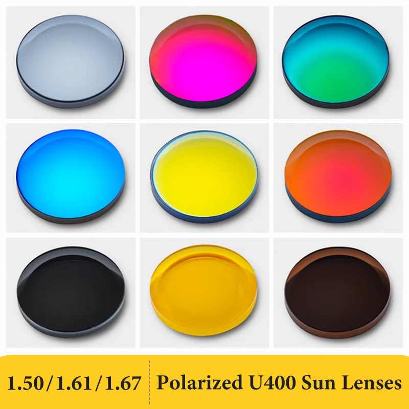 

1 Pair Polarized Optical Lens Colorful Mirrored Prescription Sunglasses Myopia Presbyopia UV400 CR-39 Resin Grade Lens 1.61 1.67