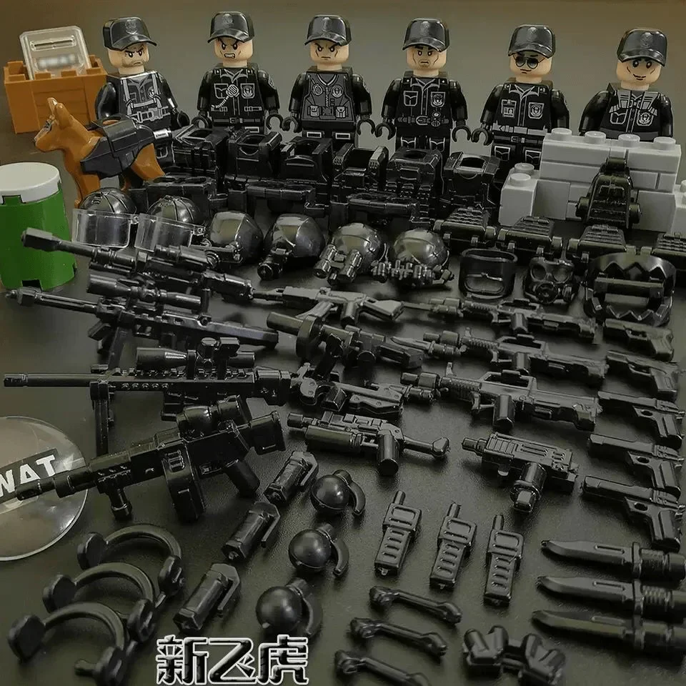 WW2 Military Special Forces Modern Soldier Police Dog MOC SWAT City Car Military Weapons Figures Building Blocks Mini Toys PUBG