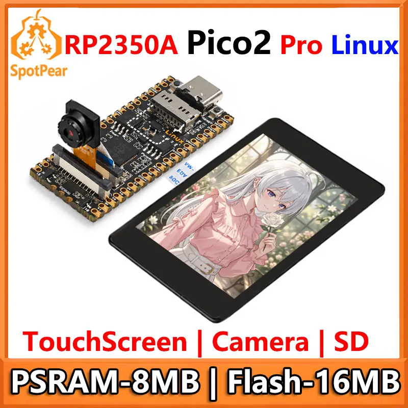 Raspberry Pi Pico 2 Pro RP2350A Linux N16R8 PSRAM-8MB Development Board Display TouchScreen Camera Port