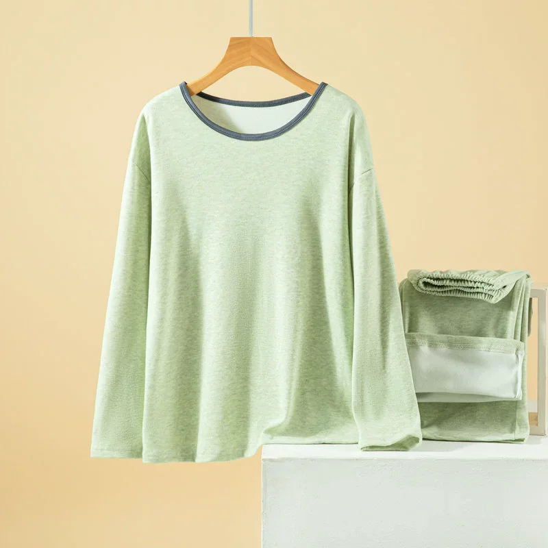 

Autumn Sleepwear Loungewear Sets Women Sleeping Clothes Pajamas Ladies Solid Color Long Sleeved Pants Two Pieces Pijama