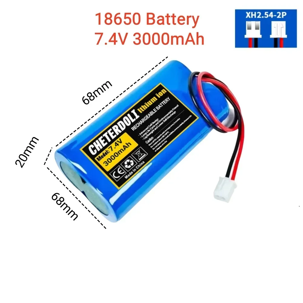 18650 7.4 فولت 6000 مللي أمبير بطارية ليثيوم أيون قابلة للشحن مع أسلاك PCB XH-2P التوصيل ل سمّاعات بلوتوث المصابيح الأمامية الشمسية