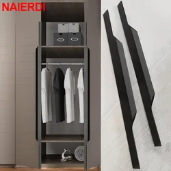 NAIERDI 800mm Aluminum Alloy Long Furniture Handles Black Hidden Cabinet Handle Cupboard Pulls Drawer Knobs Door Hardware