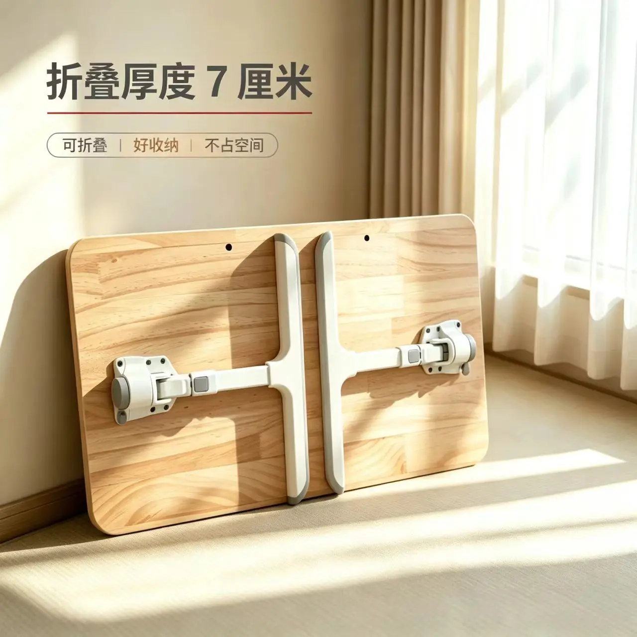 Foldable Wooden Laptop Desk 7Cm Thin Portable Bed Table Adjustable Height Stand For Sofa Bedroom Office Work Study Reading