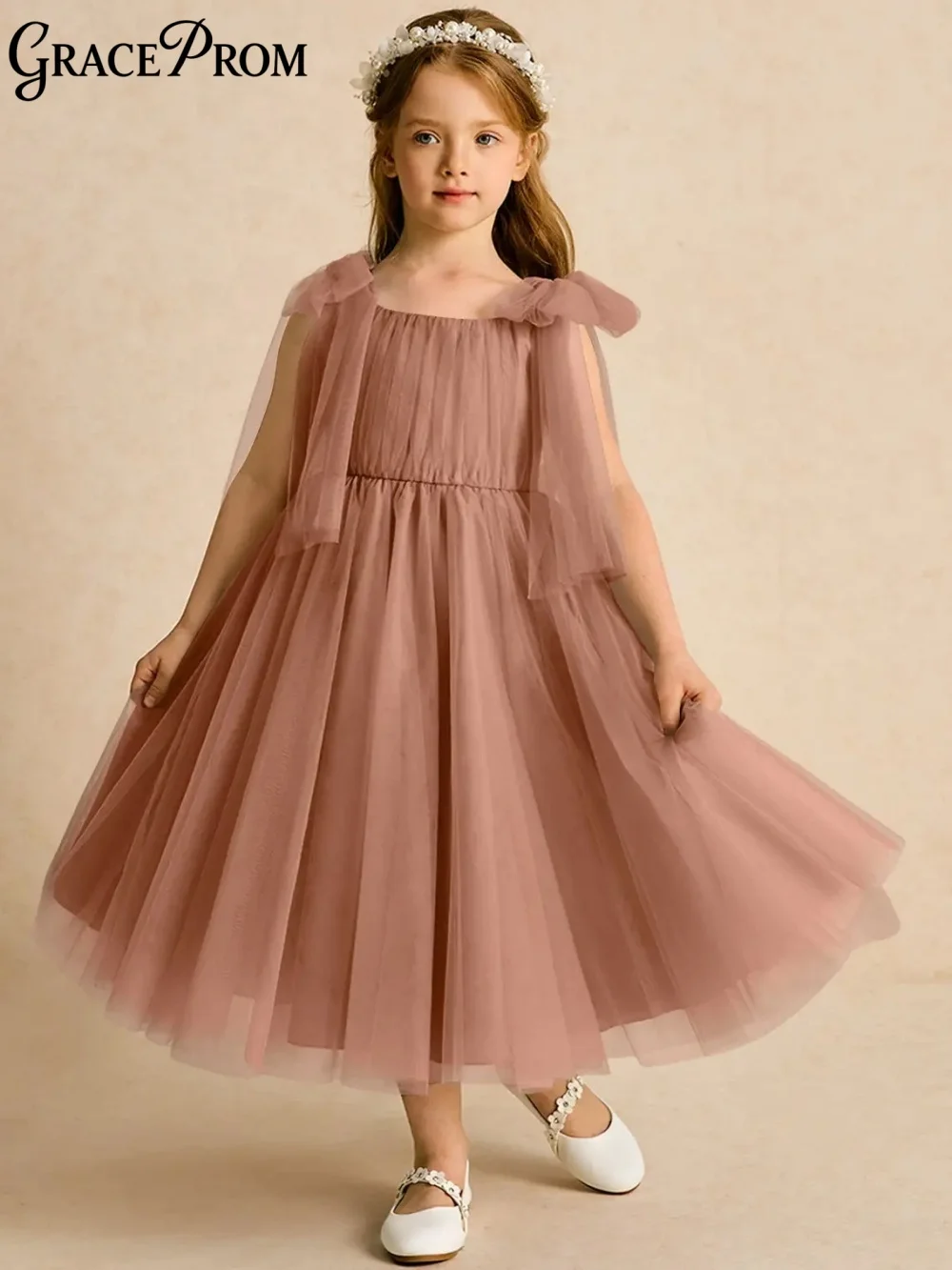 Charming Ring Girl Dress Girl Stage Show Dress Wedding Girl Princess Dress Classic Applique Floor-Length Party Gown