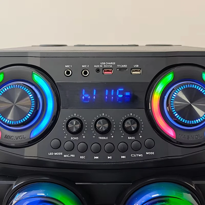 Party Dual 12-inch rechargeable premium speakers with cold light dual wireless microphones