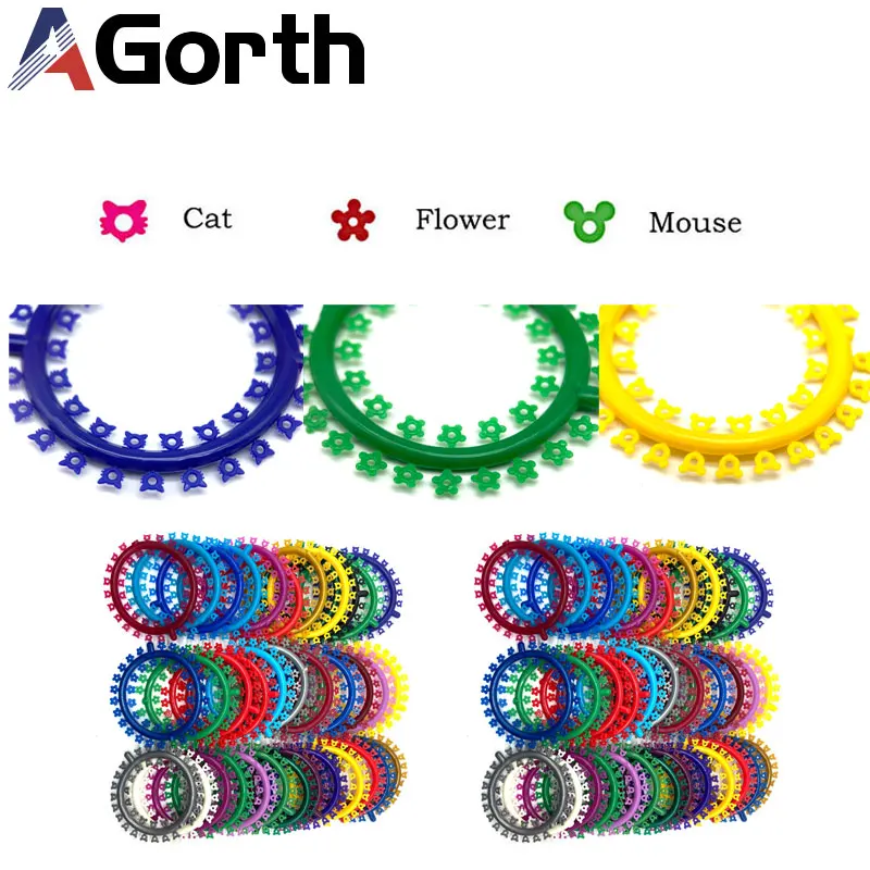 Dental Orthodontic Ligature Ties Cartoon Shape O-Ring Flower Mouse Cat Elastic Bands Ligature Ties For Brackets Braces Archwires