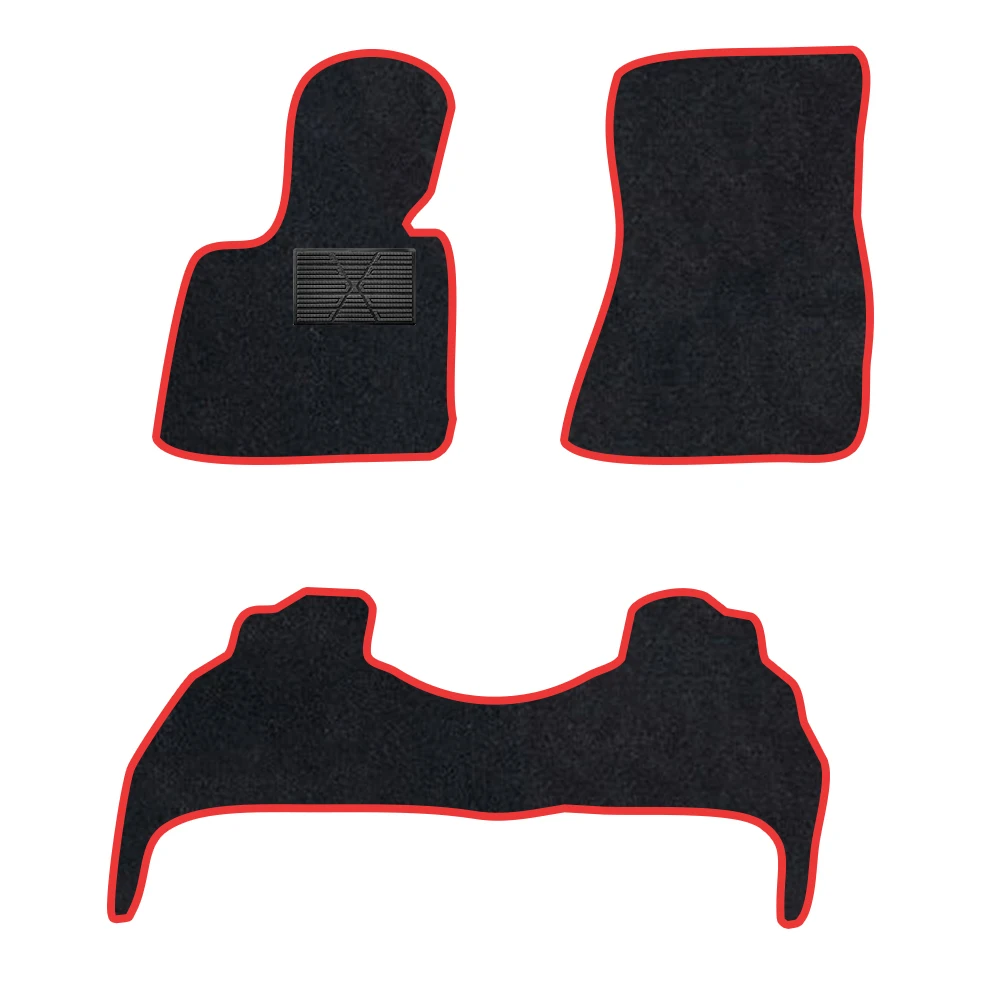 Car Floor Mat For Bmw X5 2019–Present G05 G18(LWB) F95(X5M)  Polyester suede Anti Slip black Backing red Binding Trim Edge