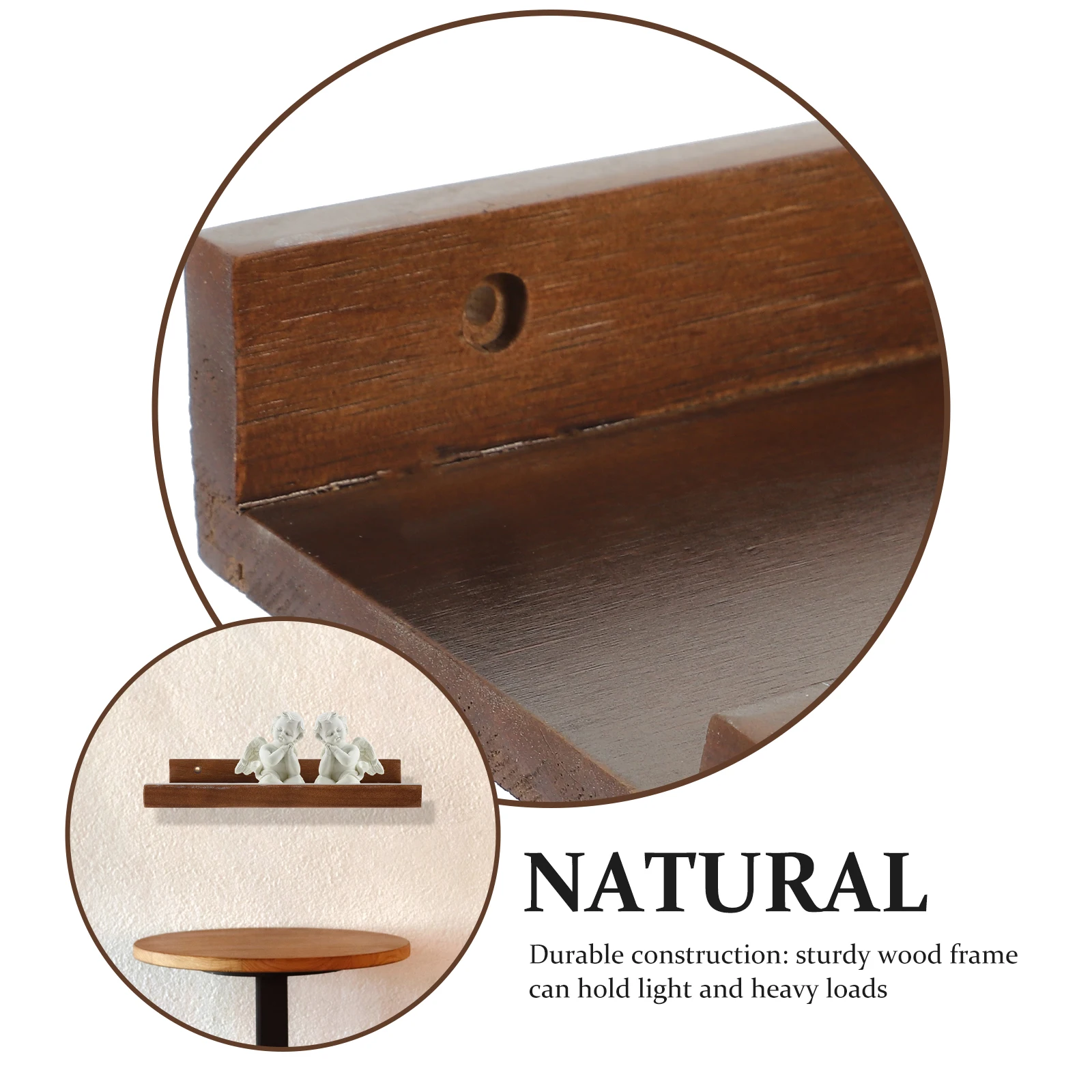 

Floating Wall Shelves Brown Wooden Ledge with Lip for Kitchen Bedroom Storage Rack Plant Book Speaker Wood Frame