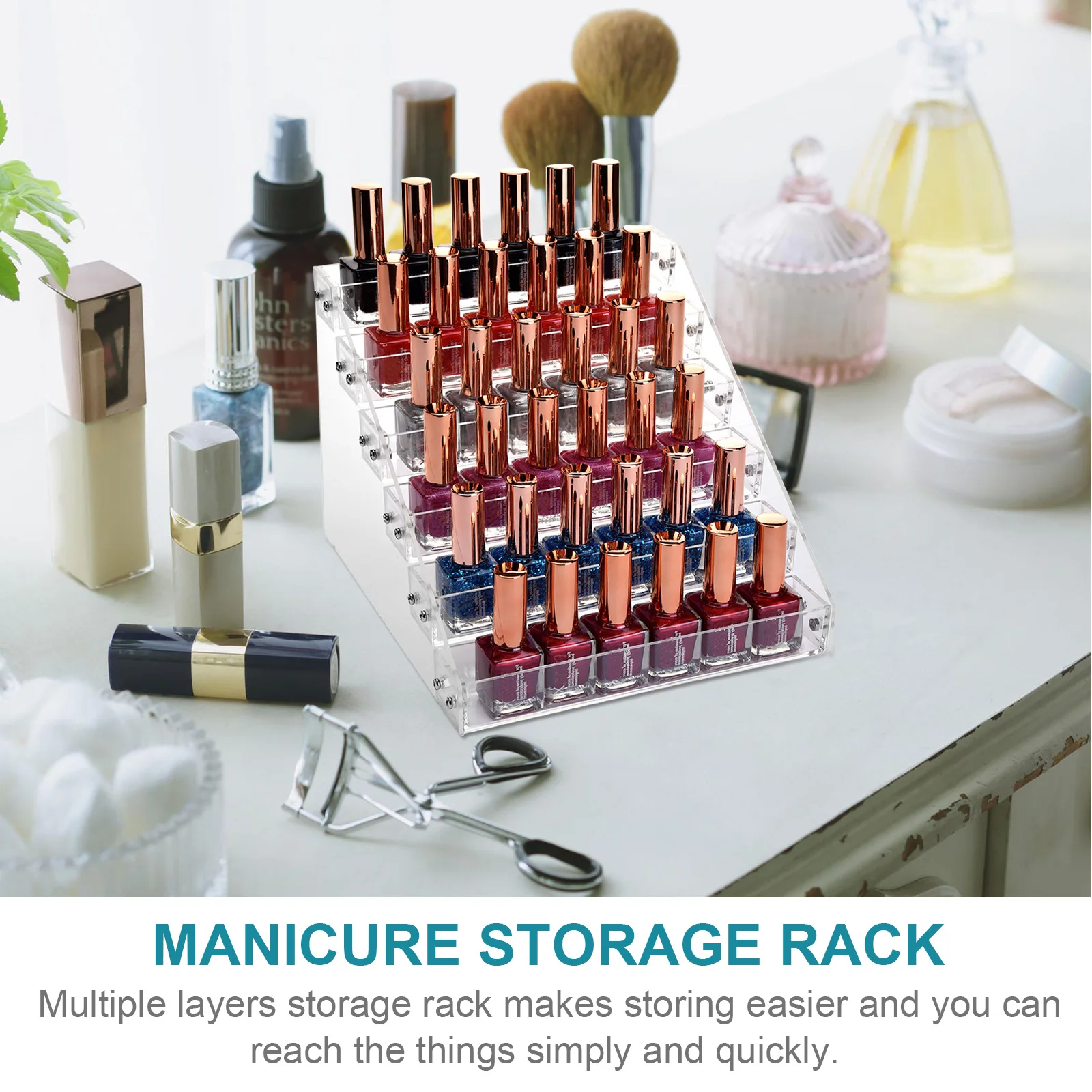 

Nail Polish Display Stand Storage Organizer Transparent Acrylic Manicure Shelf Rack Nail Tool Holder Clear Multi-layer
